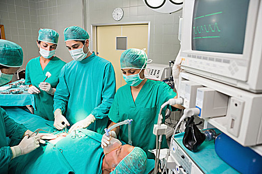 外科,团队,靠近,监控,手术室