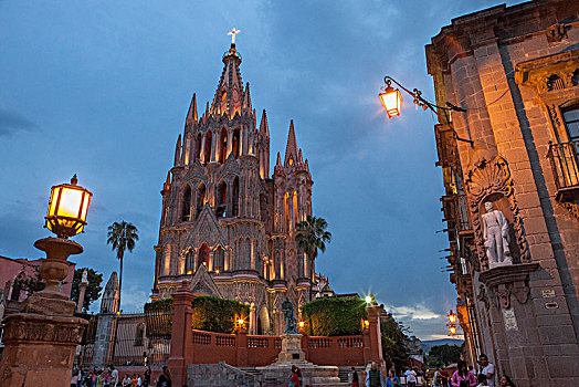 墨西哥,瓜纳华托,圣米格尔,大教堂,新哥特风格,风格,迟,19世纪