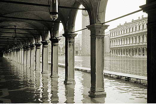 洪水,通道,威尼斯,意大利