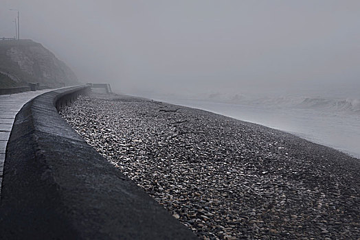 海堤,雾气,港口,英国