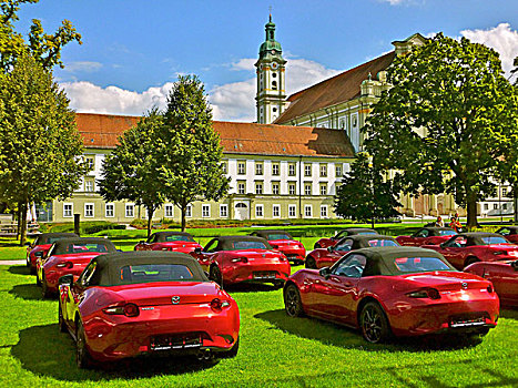 德国,院落,大教堂,汽车,展示,马自达,上巴伐利亚