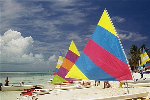 帆船,晴朗,海滩,金银岛,巴哈马