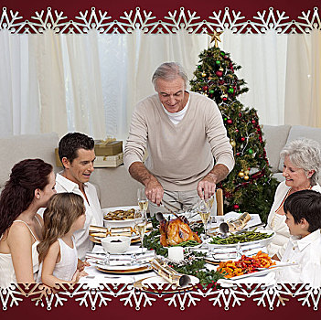 家庭,圣诞晚餐,吃饭,火鸡