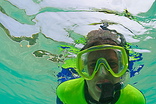 水下呼吸管,高处,仰视,野餐,岛屿,靠近,贝卡岛,南方,维提岛,斐济,南太平洋