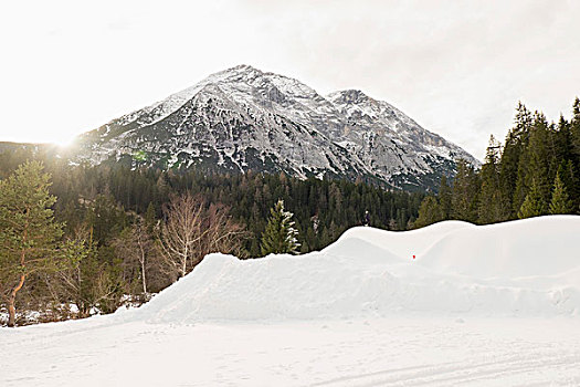 风景,积雪,山,天空