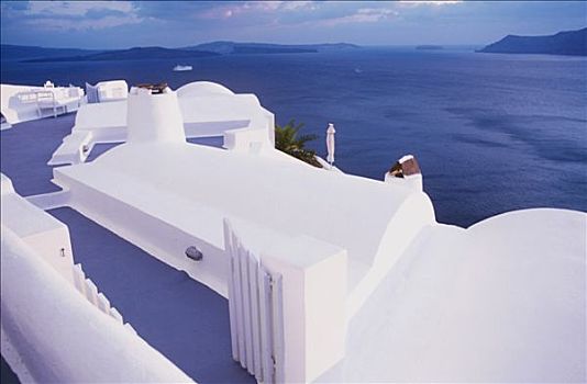 希腊,圣特林,酒店,平台,海洋