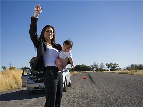 女人,婴儿,汽车