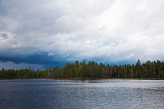 下雨,气氛,湖,芬兰,针叶林带,北方,卡瑞里亚,欧洲