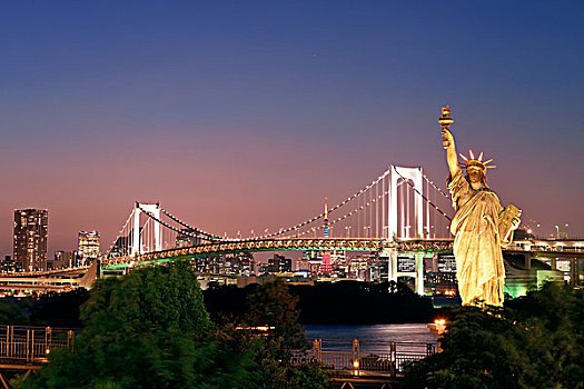 东京湾,彩虹桥,自由女神像,日本