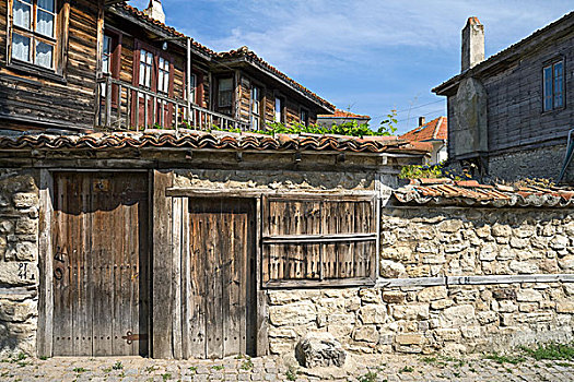 街道,石墙,木质,古镇,保加利亚