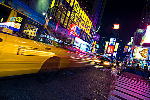 道路,交通,夜晚,百老汇,曼哈顿,纽约,美国,北美