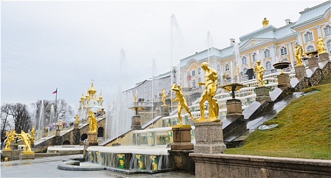 大喷泉,喷泉,彼得夏宫,宫殿,彼得斯堡,俄罗斯