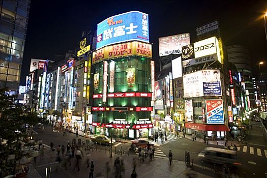 建筑,霓虹,标识,夜晚,东京,日本,亚洲