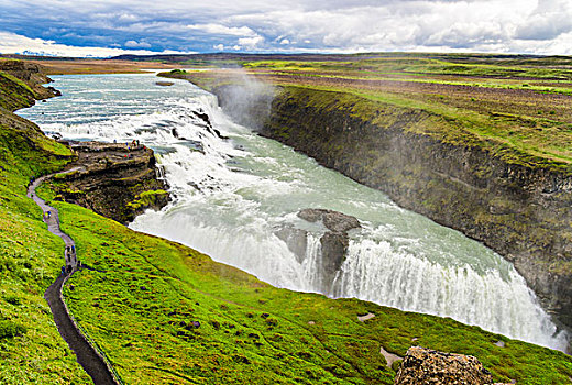 瀑布,河,豪卡德勒,冰岛,欧洲