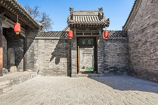 中式四合院传统古建筑,拍摄于山西省平遥古城县衙