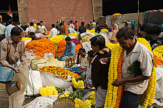 加尔各答,花,市场,东方,西孟加拉,印度,亚洲