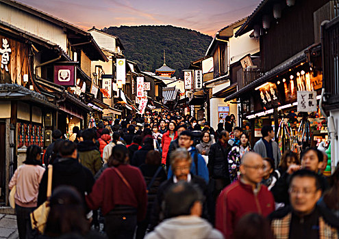 街道,忙碌,旅游,东山,京都
