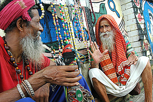 著名,爷爷,艺术,坐,白色,店,街上,销售,粘土,装饰,达卡,孟加拉