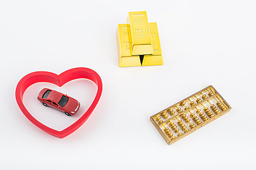 车辆和金币,车险概念创意插图
