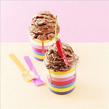 巧克力冰淇淋,桂皮,辣椒