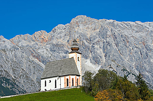 小教堂,山,背影,区域,萨尔茨堡,奥地利,欧洲