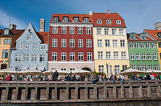 丹麦,哥本哈根,新港,历史,帆船,线条,港口
