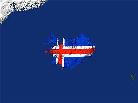 卫星图,冰岛,旗帜,遮盖