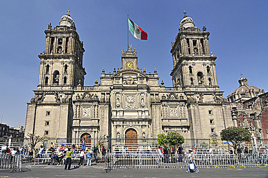 城市教堂,教堂,拉丁美洲,佐卡罗,广场,墨西哥城,墨西哥