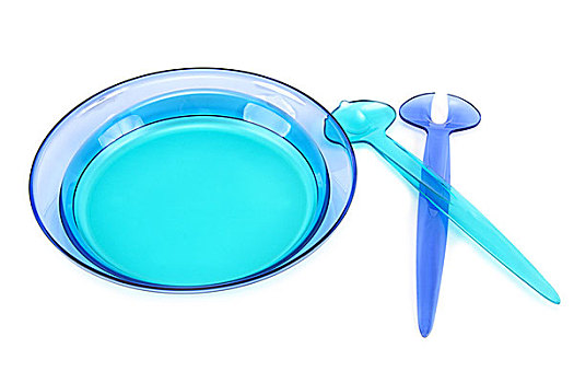 蓝色,塑料制品,餐具,勺子,叉子