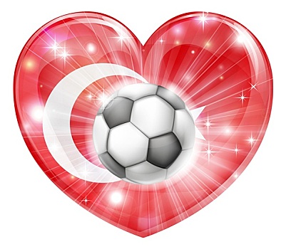 土耳其,足球,心形,旗帜