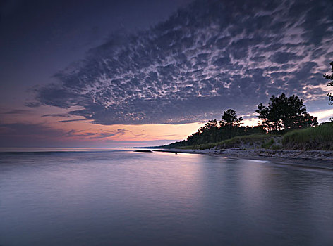 伊利湖,海滩,日落,安大略省,加拿大