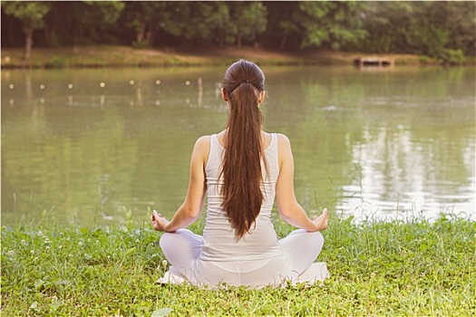 瑜珈,女人,沉思,放松,健康生活