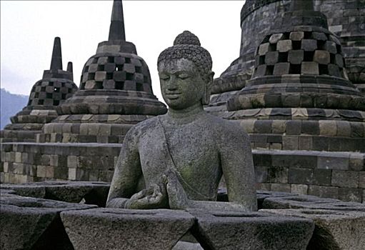 婆罗浮屠,寺庙,特写,印度尼西亚,艺术家