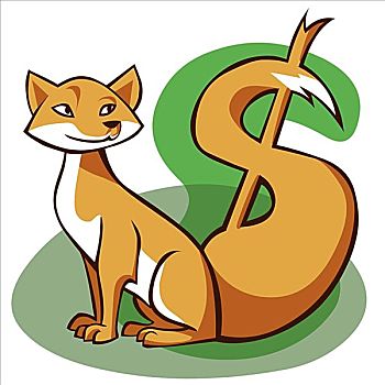 狐狸,尾部,形状,美元符号