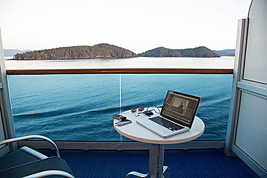 游船,笔记本电脑,桌上,阿拉斯加,美国
