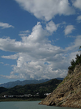 重庆巫山大宁河小三峡滴翠峡峡口与大昌镇