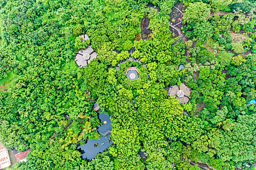 航拍海南海口火山口国家地质公园,海口石山火山群国家地质公园,雷琼世界地质公园海口园区,风炉岭火口