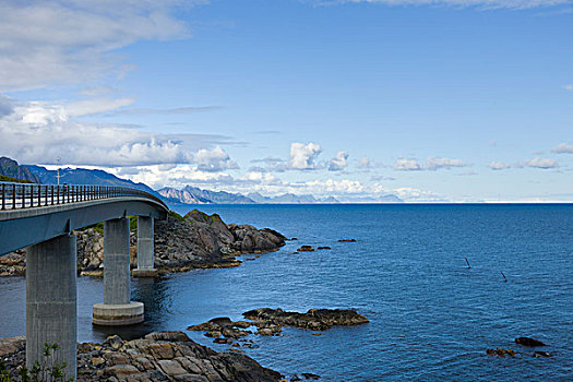 桥,海岸,罗弗敦群岛,挪威