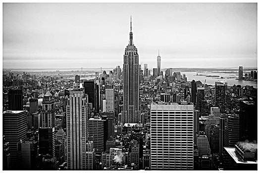 风景,帝国大厦,一个,世贸中心,洛克菲勒中心,眺望台,上面,石头,上方,曼哈顿,纽约