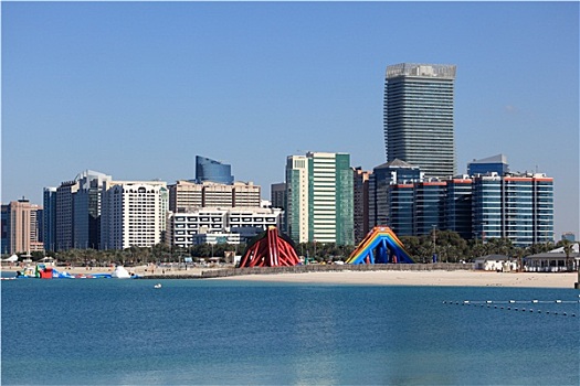 阿布扎比,海滩,天际线,阿联酋