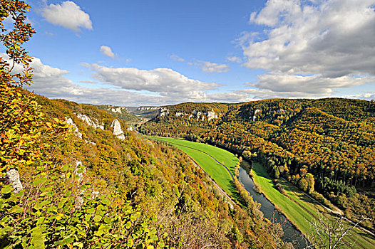 风景,多瑙河,山谷,锡格马林根,巴登符腾堡,德国,欧洲