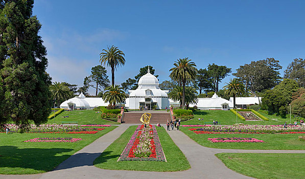 花坛,温室,花,金门公园,旧金山,加利福尼亚,美国,北美
