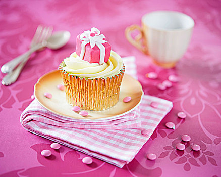 杯形蛋糕,装饰,粉色,生日礼物