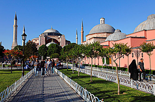 土耳其,伊斯坦布尔,市区,地区,藍色清真寺,圣索菲亚教堂,大教堂,土耳其浴室,苏丹
