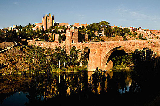 桥,河,塔霍河,托莱多,卡斯蒂利亚,拉曼查,西班牙