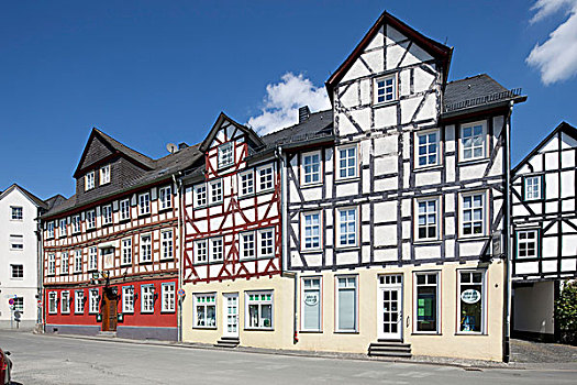 半木结构房屋,历史,城镇中心,黑森州,德国,欧洲