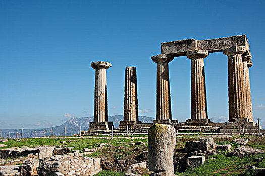 希腊,科林斯地峡,古老,城市,基督教,多利安式,阿波罗神庙,大幅,尺寸