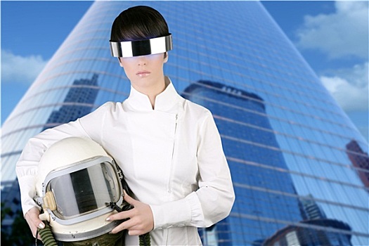 未来,宇宙飞船,飞机,宇航员,头盔,女人
