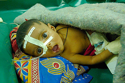 孩子,疾病,床,国际,中心,研究,孟加拉,医院,达卡,八月,2007年