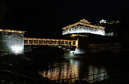 不丹-帕罗宗夜景
